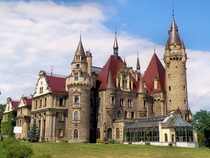 A fairy tale castle in Moszna Poland 