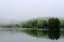 A foggy lake in Blowing Rock NC 