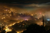 A foggy night in the German village of Wernigerode