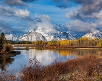 A fresh cover of snow on a partly cloudy morning last October - Grand Teton National Park -  - IG travlonghorns