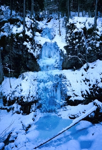 A frozen waterfall near Hirschegg Austria 