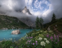 A glacial lake in the Dolomites Italy by Ted Gore 