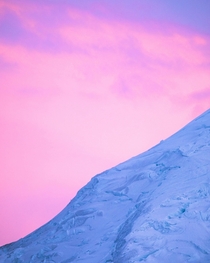 A glacier and a pastel sunset- really beautiful combo to witness Mount Rainier National Park WA 