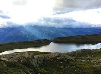 A gorgeous lake in the Alpes dHuez in France 