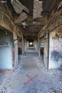 A hallway in an abandoned child psychiatric hospital