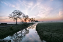 A hazy dawn in Drenthe the Netherlands 