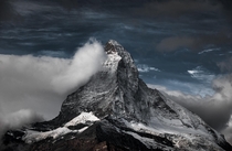 A light coat of snow overnight on one of the most iconic mountains in the world Matterhorn Zermatt Switzerland  OC