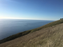 A meadow the sky and the ocean in Big Sur CA 