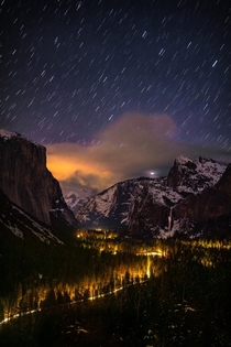 A  minute exposure of star trails on a frigid night F in Yosemite National Park Always worth the visit  - IG BersonPhotos