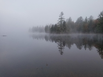 A mist shrouded lake in the Adirondacks 