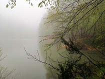 A misty lake in the Belgrade Forest Istanbul Turkey 