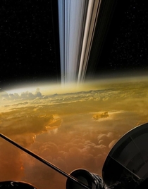 A Nasa recreation of the view from Cassini falling into Saturn