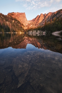 A nice sunrise reflection at Rocky Mountain National Park CO USA 