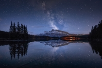 A night view from Two Jack Lake in Canada 