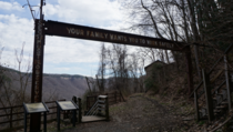 A not so reassuring sign at an abandoned coal minetown Kaymoor Top New River Gorge West Virginia