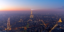 A panorama of Paris after sunset 
