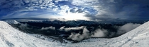 A panoramic from the top of Lake Louise ski hill 