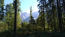 A peek of the Julian Alps near Kranjska Gora Slovenia 