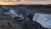 A pic of Dettifoss in Iceland at close to midnight 