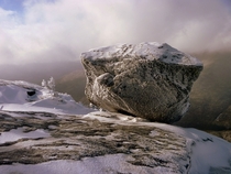 A Precarious Rock on Mt Colden 