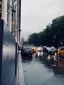A rainy street in Manhattan