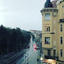 A rainy street in Prague Czechia