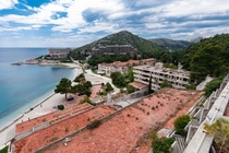 A resort complex of several large abandoned hotels They were severely damaged during the Croatian War of Independence 