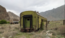 A rusted-out Trans-Caucasus Rail car sits vigil in southern Armenia overlooking Iran The old Soviet rail line was torn up decades ago