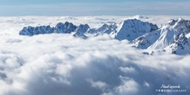 A sea of clouds in the French Alps Alpe DHuez 