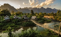 A small farming village in the jungle near Vang Vieng Laos 