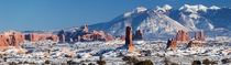 A snowy Arches National Park Utah  by Sean Goebel