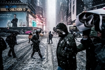 A Snowy Winter Day in Times Square New York City 
