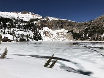 A spring thawing pattern in Lake Schmidell Located deep in Desolation Wilderness CA 