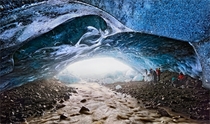 A stream flowing out of an ice cave - Svnafellsjkull glacier Skaftafell Iceland  x-post rEarthlingPorn