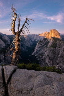 A Summer Sunset over Half Dome and the Yosemite Valley Below 