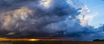 A thunderstorm rolling over rural South Dakota near Sioux Falls