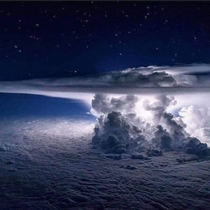 A thunderstorm seen from space at  feet