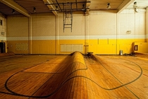 A unique gym floor found in St Louis Missouri by Eric Holubow 