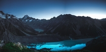 A very blue hour in Aoraki Mt Cook National Park New Zealand