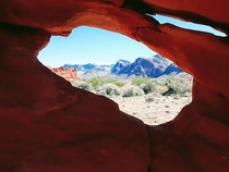A view through the arches in Valley of Fire Nevada USA 