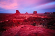 A winter sunset at Monument Valley 