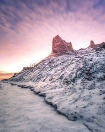 A wintry morning in Chimney Bluffs State Park NY 