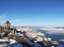 A wintry view of Qubec City from the Plains of Abraham 