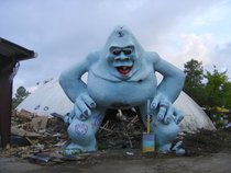 Abandoned Abominable Snowman squats over the wreck of Miracle Strip Amusement Park Panama City Beach Florida 