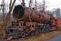 Abandoned and rusting locomotive of the New Hope and Ivyland Railroad 