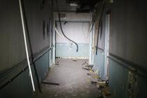 Abandoned basement hallway of a hospital built in 