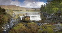 Abandoned boat at beautiful landscape Scotland by Katybun of Beverley 