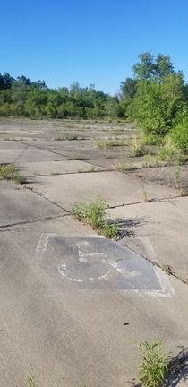 Abandoned boat ramp parking lot