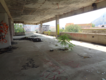 Abandoned building full of graffiti in Bosnia You can still see the bullet holes in the walls