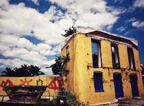 Abandoned building in Barbados yes it was that yellow I actually de-saturated it a bit 